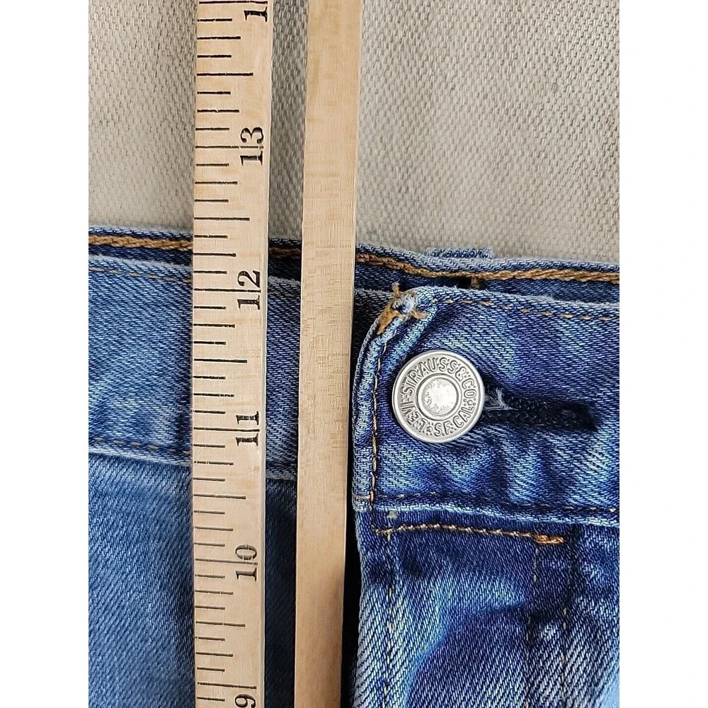Levi's 501 Original Fit Jeans Mens 38x32 Light Wash Blue Button Fly Straight Leg